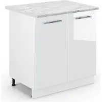 Vicco Fame-Line Wastafelkast – 80 cm met legplank, WB Marmer Wit Hoogglans