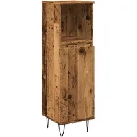 vidaXL Badkamerkast 30x30x100 cm bewerkt hout oud houtkleurig