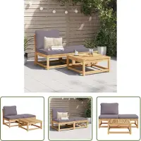 The Living Store Loungebank - Tuin Lounge Set - 3-delige Loungeset met kussens massief acaciahout - Acacia Hout - Outdoor Furniture - Patio Set