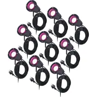 HOFTRONIC™ 9x Sydney smart prikspot - GU10 - Plug & Play - RGBWW - 5.5 Watt - WiFi & Bluetooth - Voor buiten - Priklamp - Zwart - Grondspies - 1.5 meter netsnoer