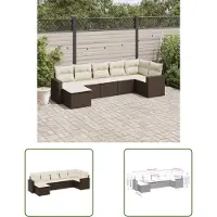 The Living Store Loungebank - Tuin Lounge Set - 7-delige Loungeset met kussens poly rattan bruin - Buitentuinmeubelen - Patio Set - Outdoor Furniture