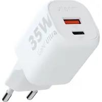 Xtorm Universele Oplader - GAN2 Ultra 35W Adapter - Snellader met Dubbele Poorten USB-C / USB-A - Charger - Power Delivery - Geschikt voor Telefoon/Tablet/Ipad - Wit