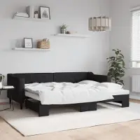 Prolenta Maison Exclusive - Uittrekbaar dagbed, zwart, 80x200 cm, met stoffen bekleding