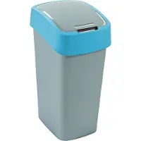 Curver Pacific Flip Bin 45L Zilver/blauw Grijs grijs Kunststof Prullenbak