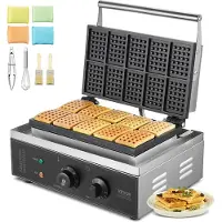 Vevor Commercieel Wafelijzer 1550W Antiaanbak Wafelijzer van Roestvrij Staal met Temperatuur- en Tijdsregeling