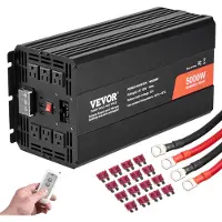 OEM VEVOR Sinusomvormer 5000W, DC 12V naar AC 230V, met 2 AC-stopcontacten, 2 USB-poorten, 1 Type-C poort, LCD-display en afstandsbediening, geschikt voor huishoudelijke apparaten met een hoog vermogen