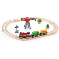 Hape Cargo Delivery Loop - Houten Treinset met Magnetische Kraan en Locomotief, 19 Delig, 3+