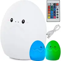 TEXTILOMANIE Kindernachtlampje in de vorm van een ei met RGB-verlichting, afstandsbediening en USB-aansluiting.