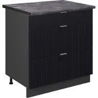 Vicco Fame-Line Keukenonderkast – 80 cm met 3 laden, WB Antraciet Zwart gestreept