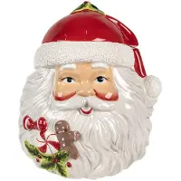 Clayre & Eef Voorraadpot Deksel Kerstman 20x17x22 cm Wit Rood Keramiek
