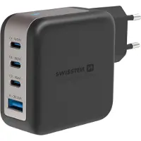 Swissten Snellader met 4 Poorten - 100W - GaN Technologie - 3x USB C Poort & 1x USB-A Poort - Geschikt voor laptop, smartphone en tablet