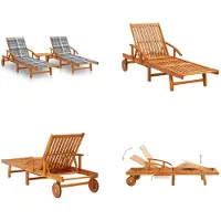 vidaXL Ligstoelen 2 st met tafel en kussens massief acaciahout - Zonnestoel - Zonnestoelen - Zonnebed - Zonnebedden