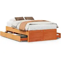 vidaXL Bedframe zonder matras met lades grenenhout wasbruin 135x190 cm