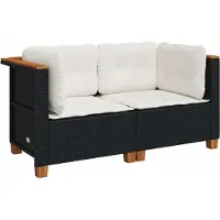 Syfax Tuinhoekbanken met kussens 2 st poly rattan zwart