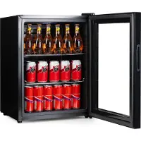 Primo PR179BC Drankkoelkast - Minibar - Mini Koelkast - Glazen deur - Vrijstaand - 60L - D - Zwart