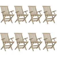 vidaXL Klapstoelen, 8 stuks, grijs, 56 x 61 x 89 cm, massief teakhout