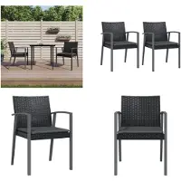 vidaXL Tuinstoelen 2 st met kussens 56,5x57x83 cm poly rattan zwart - Tuinstoel - Tuinstoelen - Tuin Stoel - Buitenstoel