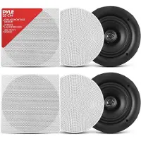 Pyle PDIC106, inbouwmodel (wand/plafond), bekabeld, frequentiebereik 35 - 20000 Hz, wit, 2-weg, polypropyleen