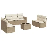 vidaXL 8-delige Loungeset met kussens poly rattan beige