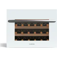 Klarstein Vinsider 24 Built-In Uno Inbouw-wijnkoelkast - 24 flessen, 1 zone, 5-20 °C, LED-verlichting, UV-bescherming, Houten legborden, Stil, Energiezuinig, Wit, Glazen deur