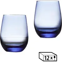 Libbey Stamloze Wijnglazen - Wijnglazen Set - Blauw Geperst Glas - Vaatwasserbestendig - 451 ml - 12 stuks