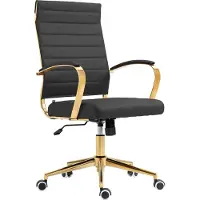 CLP Havana Bureaustoel - Voor volwassenen - Ergonomisch - Goudkleurig metalen frame - Kunstleer - wit