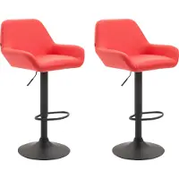 CLP Set van 2 barkrukken Braga, bekleed met kunstleer, draaibaar en in hoogte verstelbaar | Kleur: rood, frame: zwart