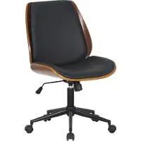 CLP Mitch Bureaustoel - ergonomisch - voor volwassenen - houten afwerking - zonder armleuning - Kunstleer - walnoot/zwart