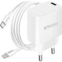 BWOO Lader 20W USB-C met Kabel Lightning , Wit