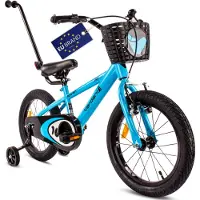 Sun baby Verdant Bike Kinderfiets voor jongens van 4 tot 6 jaar, 16 inch Blauw, leeftijd 3 tot 6 jaar, met zijwieltjes, duwstang, handrem