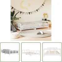 The Living Store Houten Bed - Kinderbed - Kinderbedframe 90x200 cm massief grenenhout wit - Kids Bed - Grenenhouthout - Kinderkamermeubel