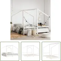 The Living Store Houten Bed - Kinderbed - Kinderbedframe 2x(90x190) cm massief grenenhout wit - Kids Bed - Grenenhouten Bed - Wit Bed