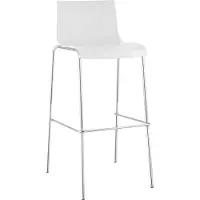 CLP Barkruk Hover kunststof 4-potig frame, met rugleuning, voetsteun chroom/wit
