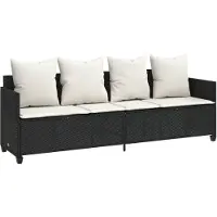 vidaXL Ligbed met kussens poly rattan zwart