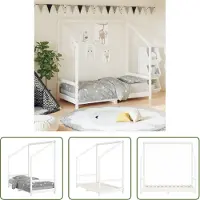 The Living Store Houten Bed - Kinderbed - Kinderbedframe 80x160 cm massief grenenhout wit - Kids Bed - Peuterbed - Kinderkamers