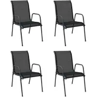 Syfax Tuinstoelen 4 st staal en textileen zwart