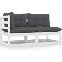 Syfax 2-delige Loungeset met kussens massief grenenhout wit