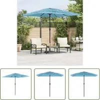 The Living Store Parasols - Zonnebril - Parasol met stalen paal 248x248x248 cm blauw - Buitendecoratie - Tuindeco - Tuinparasol