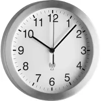 TFA-Dostmann TFA - Analoge Funk-Wanduhr mit Aluminium-Rahmen 98.1091 - weiß dunkelbraun