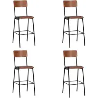 Syfax Barstoelen 4 st massief multiplex staal