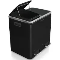 Karat Afvalbak Keuken Felix - 2 × 30 L - Zwart - 2-Voudig Afvalscheidingssysteem - Pedaalemmer Keuken - Soft-Close & Luchtdicht - Kunststof Binnenemmer - Met Klapdeksel