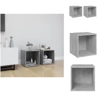 vidaXL TV-meubel - Staande televisiekasten - Stereokasten - Afmeting- 37 x 35 x 37 cm - Kleur- Betongrijs - Materiaal- Spaanplaat - Kast
