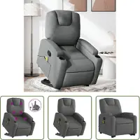 The Living Store Massagerstoel - Sta-op Massagestoel - Sta-op-massagestoel verstelbaar stof donkergrijs - Ergonomische Stoel - Elektrisch Bedienbare Stoel - Relaxfauteuil