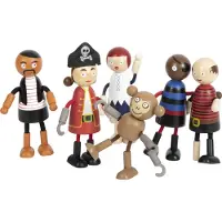 Small Foot - Houten Poppetjes Piraat Buigbaar, 6st.