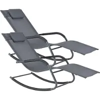En.casa Ligstoel schommelstoel 147x63x89 cm donkergrijs set van 2