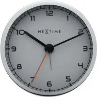 Nextime - Wekker - 9 x 9 x 7.5 cm - Metaal - Wit - 'Company Alarm'