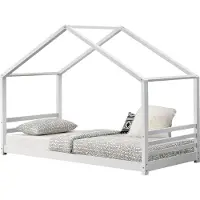 En.casa Kinderbed met bedbodem grenen huisbed 90x200 cm wit