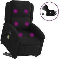 Syfax Sta-op-massagestoel elektrisch verstelbaar fluweel zwart