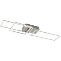Briloner FRAME - Plafondlamp – dimbaar in stappen – kantelbaar – warm wit licht – plafonniére met geheugenfunctie – zilver – 92,8 x 26 x 9,6 cm
