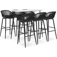 The Living Store Barset - Barsets - Bar Set - Bar Sets - 7-delige Barset wit en zwart